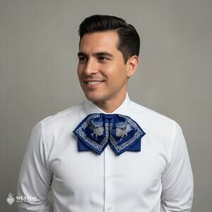 Mexican Embroidered Charro Moño – Traditional Satin Mariachi Bow Tie